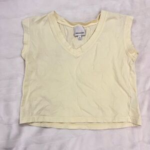 Baby Tee Pastel Yellow V-Neck Shirt